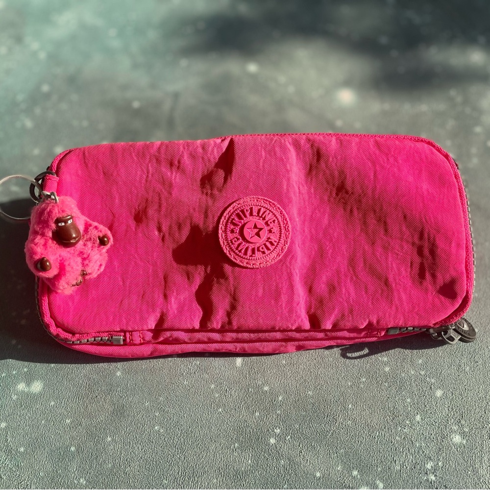Kipling hot pink pencil pouch